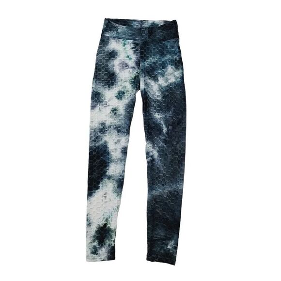 NEW AQ-Sport Honeycomb Ruched Scrunch Butt Tie Dye Legging in Smoke Size Small - Picture 3 of 8